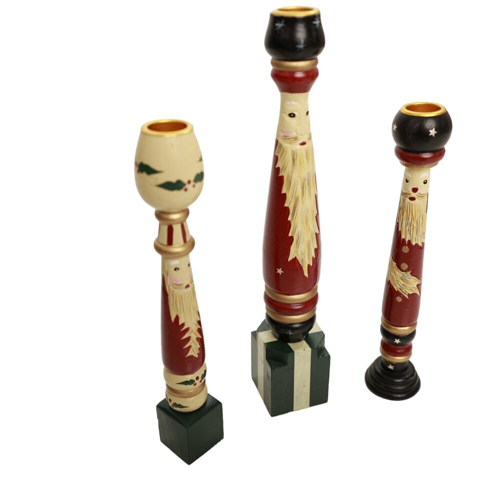 House of‎ Lloyd Christmas Around the World set of 3 Santa candlestick holders